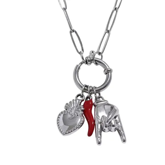 Collier Breloque Rock Argenté