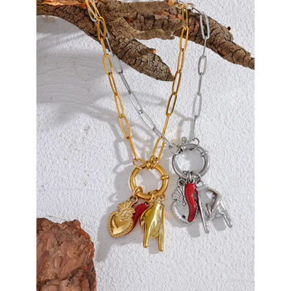 Collier Breloques Doré Rock et Étoile