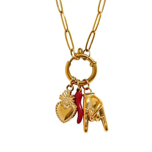 Collier Breloques Doré Rock et Étoile
