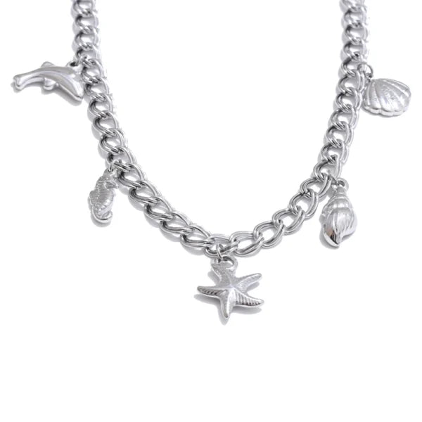 Collier Breloque Éclats Marins Argentés