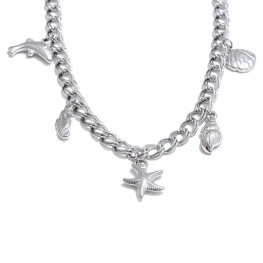 Collier Breloque Éclats Marins Argentés
