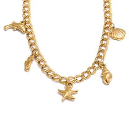 Collier avec Breloques de la mer Dorées