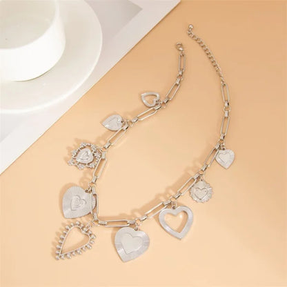 Collier à Breloques Coeurs Majestueux Argentés