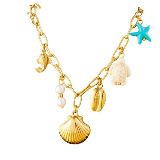 Collier à Breloques Coquillages Dorés