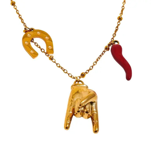 Collier Breloque Rock Doré