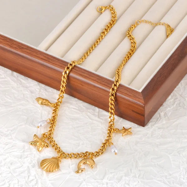 Collier Breloque avec Coquillage Doré
