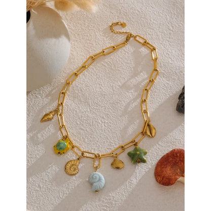 Collier Doré à Breloques Marines