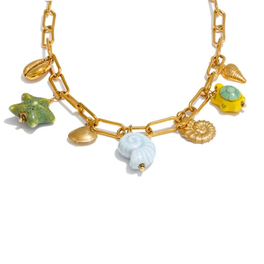 Collier Doré à Breloques Marines