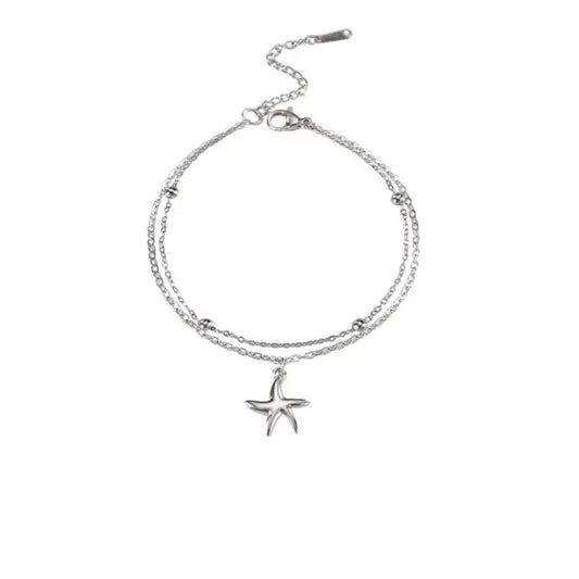 Double bracelet breloque Étoile Argenté